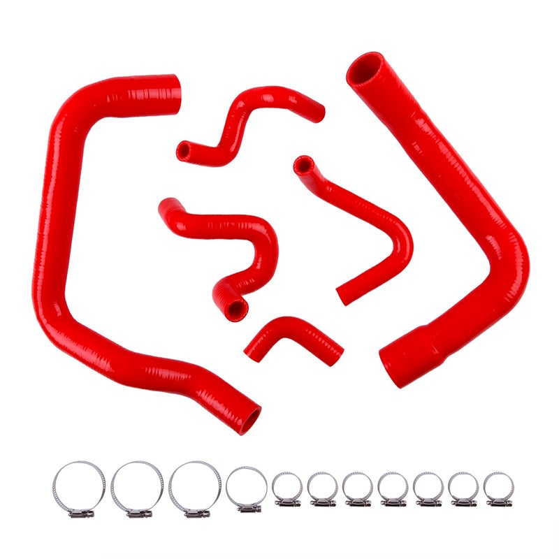 LUXERAD Silicone Radiator Coolant Hose Pipe Kit For For d Mustang GT LX Cobra 5.0 1986 1987 1988 1989 1990 1991 1992 1993 (Red) - Image 1